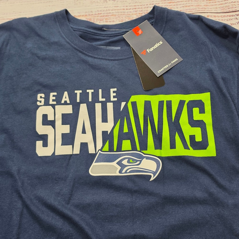NFL Team Apparel Seattle Seahawks Shirt Mens Large Navy Blue NWT Long Sleeve Tee